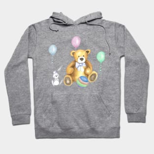 Teddy Bear with rabbit and balloons Hoodie